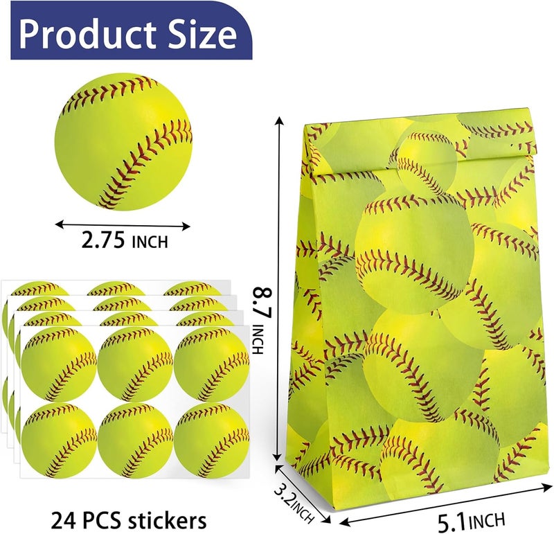 Outego 24 Softball Party Favor Bags with Stickers Softball Goodie Bags Softball Party Favors for Kids Softball Birthday Party Supplies - Image 3